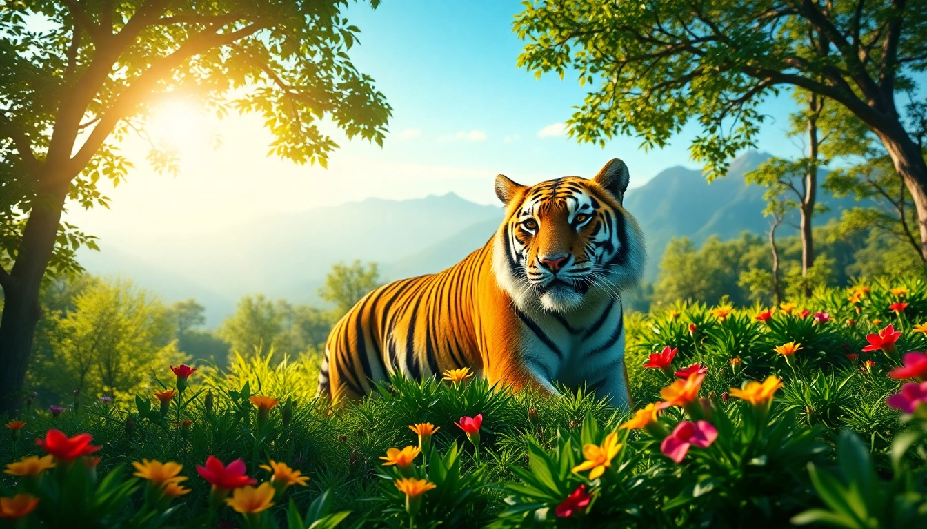 Safari de pandachi.fr présentant un tigre majestueux dans un habitat naturel.