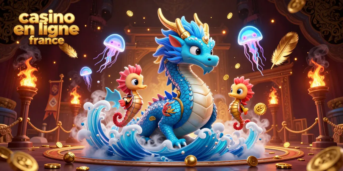 Jouez et gagnez des jetons d'or au casino en ligne France avec un superbe dragon et des méduses néon