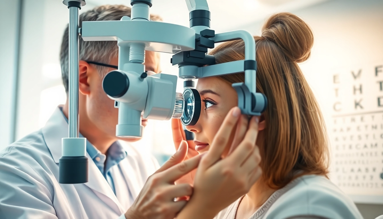 Enhancing web eye care through an ophthalmologist's examination in a modern clinic.