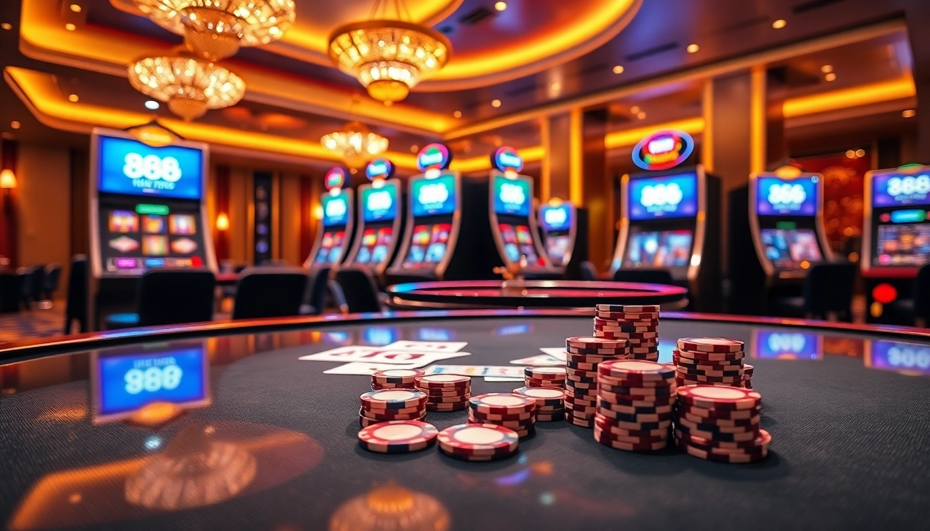 Experience the excitement of high-stakes gambling at 888top com with lively poker chips and roulette wheels.