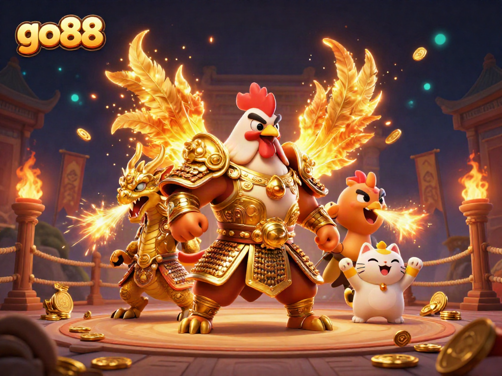 Engage in thrilling gameplay at go88 with energetic characters in a dynamic casino setting.