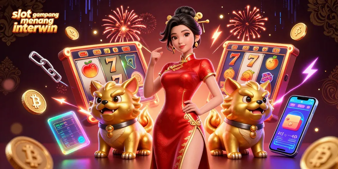 Experience the thrill of slot gampang menang interwin with stunning visuals of slot reels and a glamorous hostess.