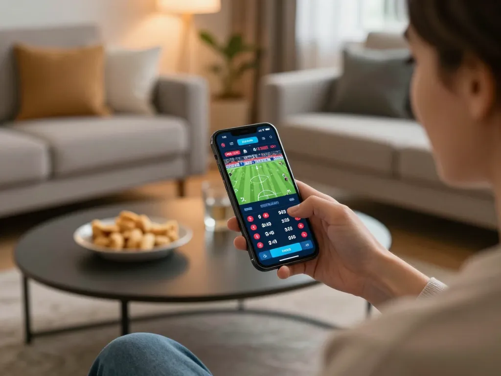 68win sports betting interface on smartphone during a lively home gaming session