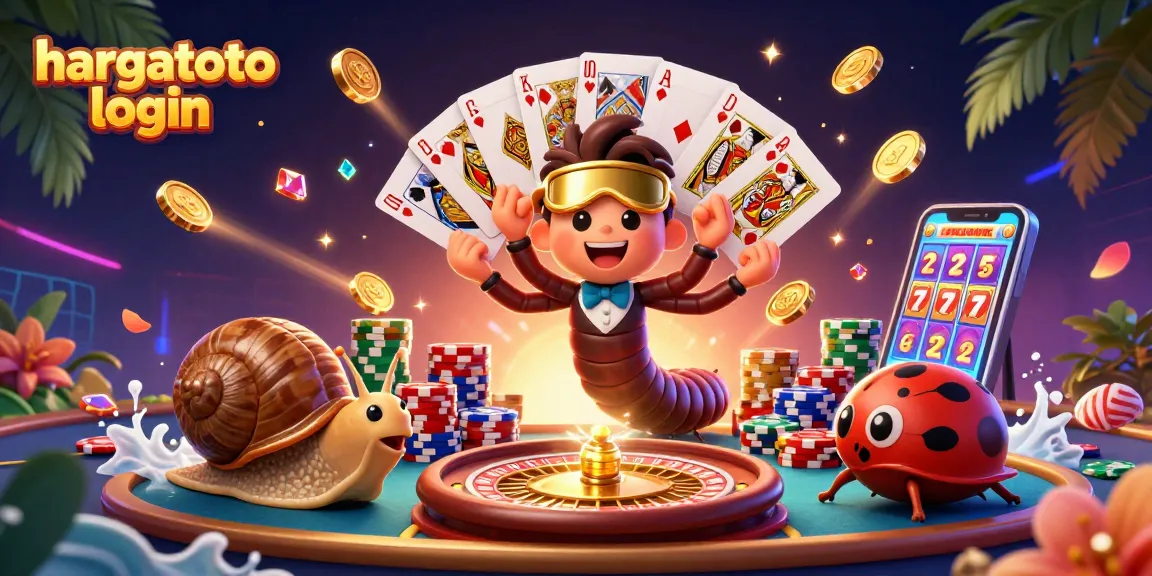 Engage with the thrilling hargatoto login scene showcasing vibrant casino elements and characters.