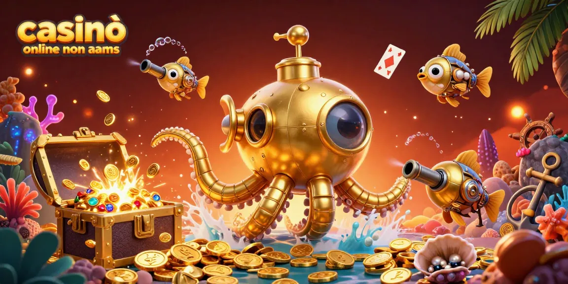 Gioca nei migliori casinò online non AAMS con un'illustrazione coinvolgente che mostra avventure sottomarine.