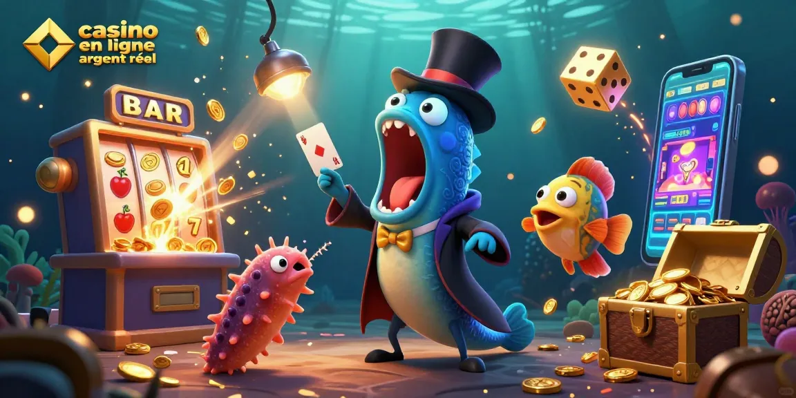 Jouez en argent réel dans un univers de casino fascinant avec un poisson-lanterne et un poisson-gulp lors d'un spectacle magique