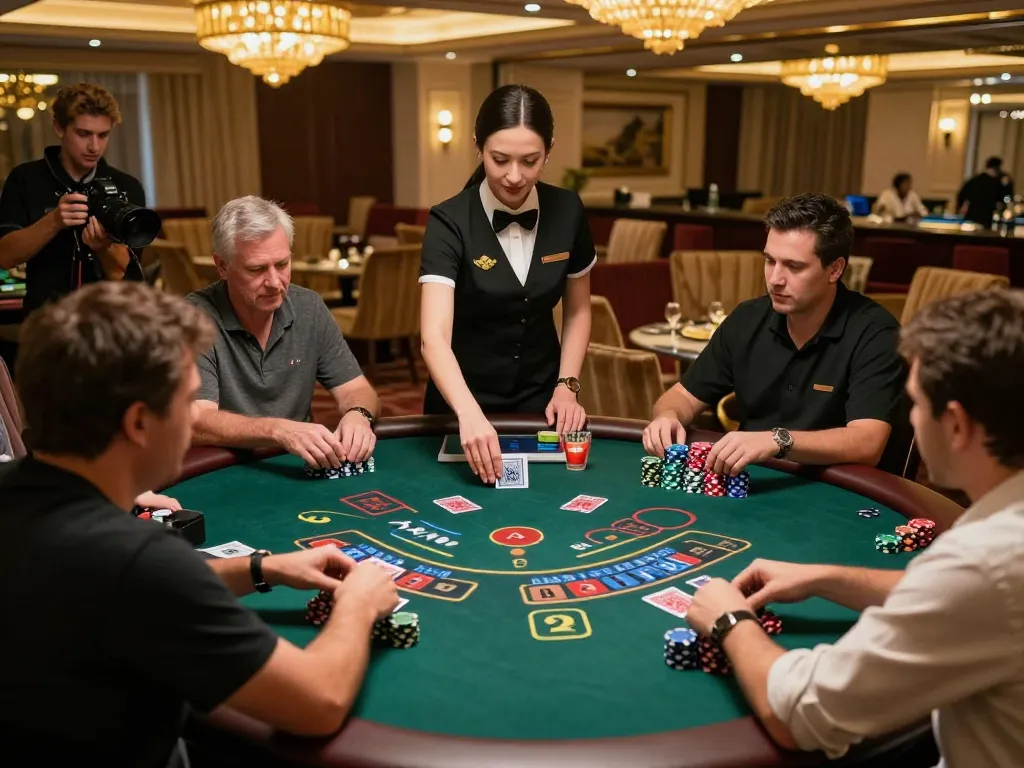 Dynamic blackjack game at NHÀ CÁI VUA88 with players placing strategic bets, showcasing high stakes.