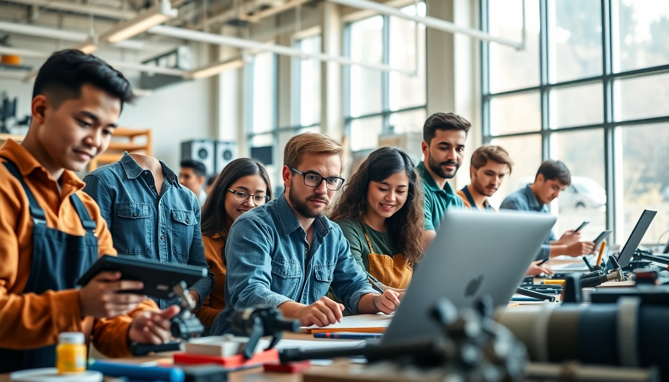 Students learning at trade schools in Southern California, showcasing hands-on education in a collaborative environment.