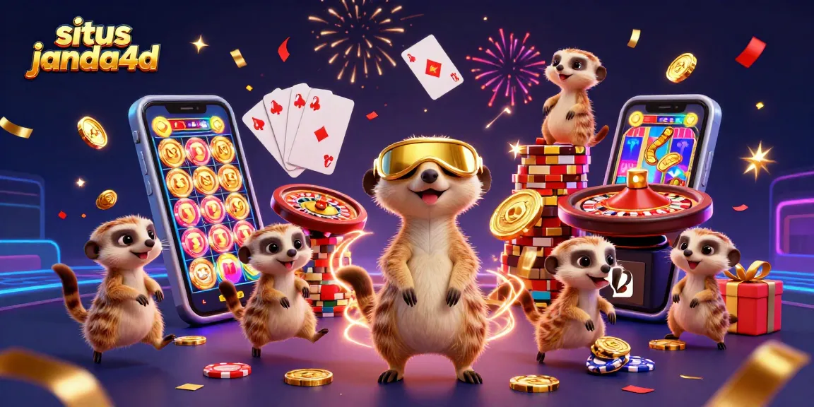 Menggandakan kemenangan di situs janda4d dengan meerkat lucu dalam kasino yang meriah.