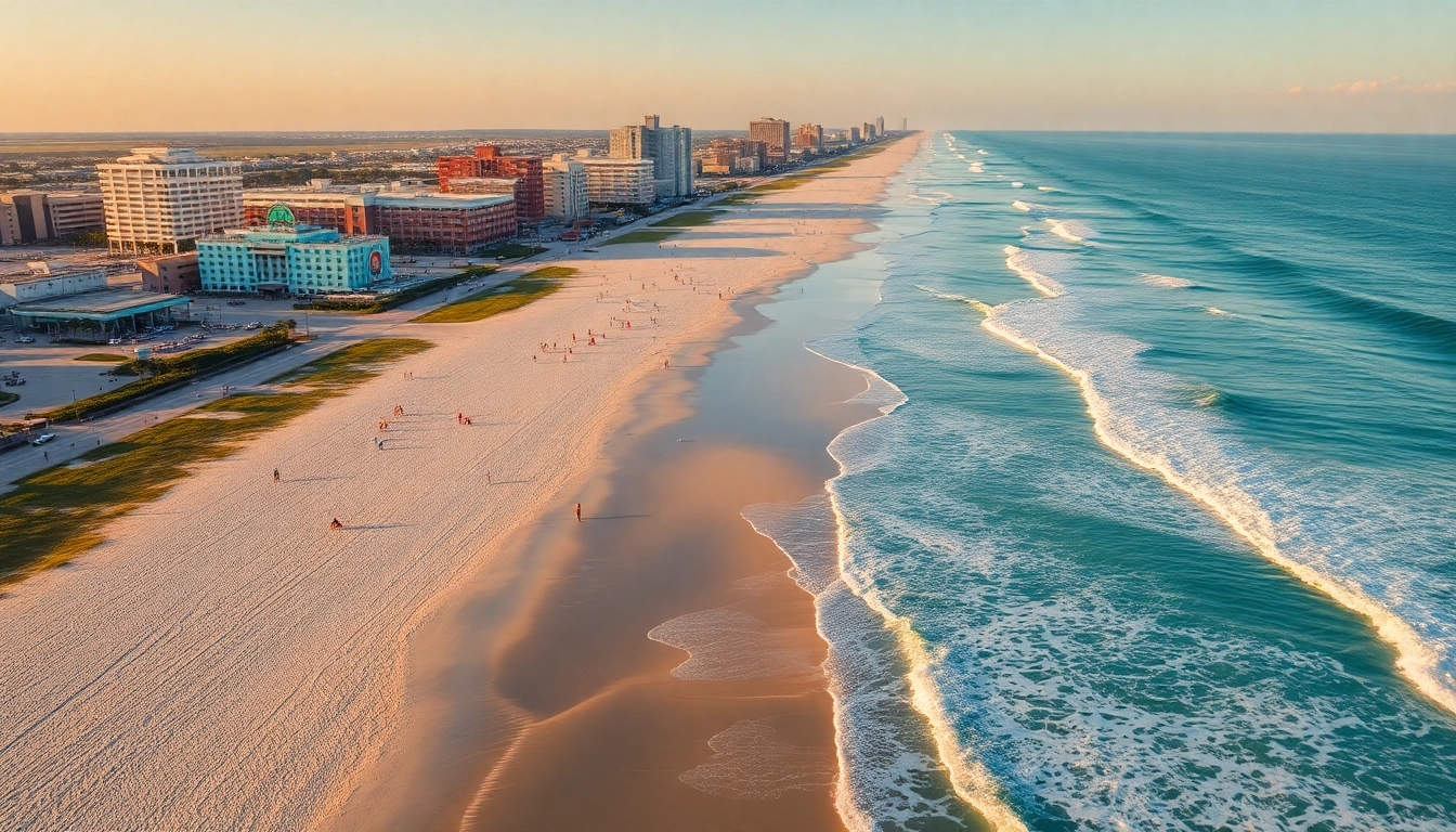Experience the vibrant beauty of Myrtle Beach's coastline at https://myrtlebeachsc.com/ with sunbathers and colorful umbrellas.