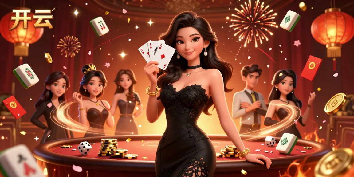 体验开云的刺激，一位优雅的亚洲女性在奢华赌场中玩牌。