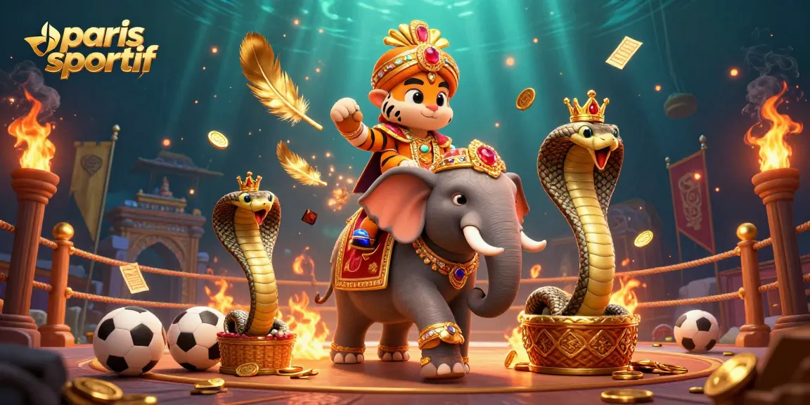 Pariez sur le sport avec paris sportif, présentant un tigre maharaja, un éléphant et un cobra.