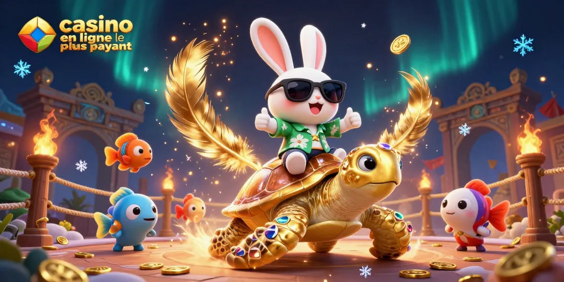 Casino en ligne le plus rémunérateur avec un adorable lapin et une tortue dorée, couleurs vibrantes.