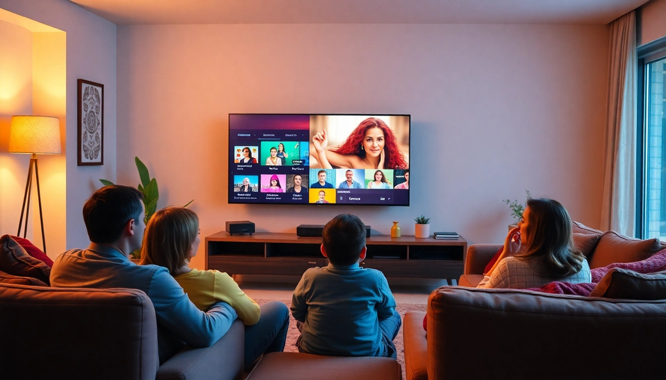 Discovering Momiptv's diverse channels while enjoying family time in a cozy living room.