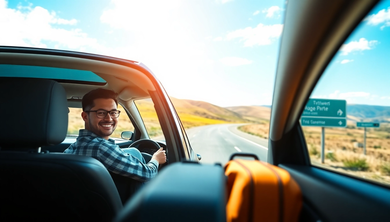 Experience long distance taxi transfers with a sleek vehicle on a scenic highway.