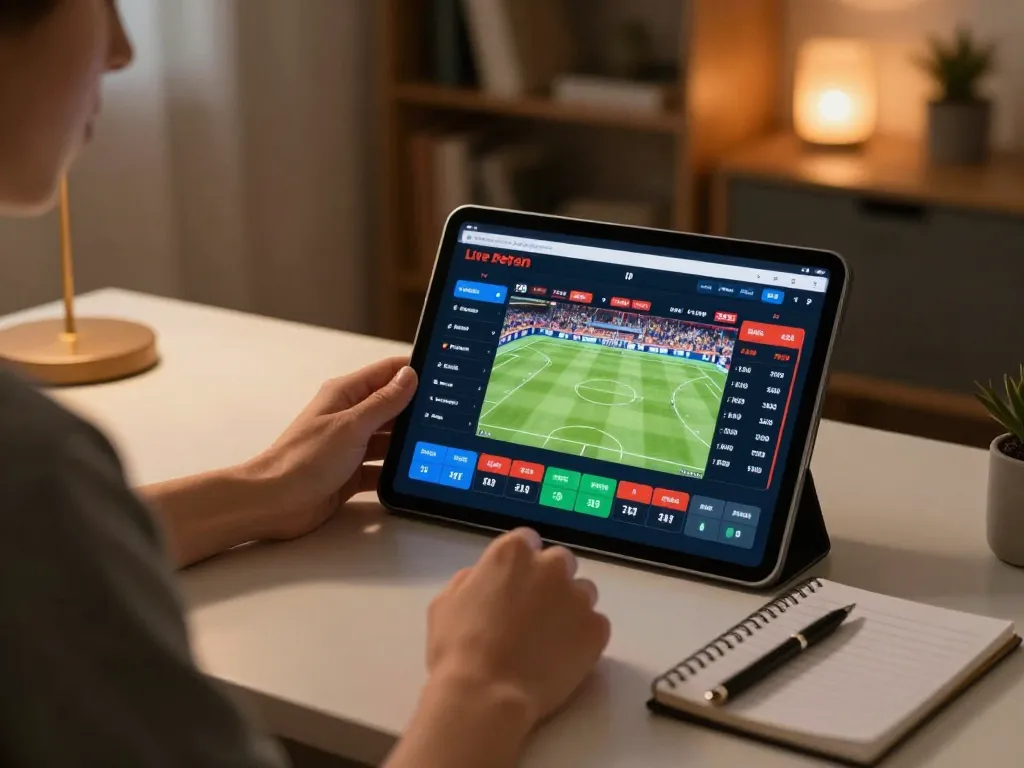 SIN88 user engaged in online sports betting session, showcasing live odds and strategic tracking.