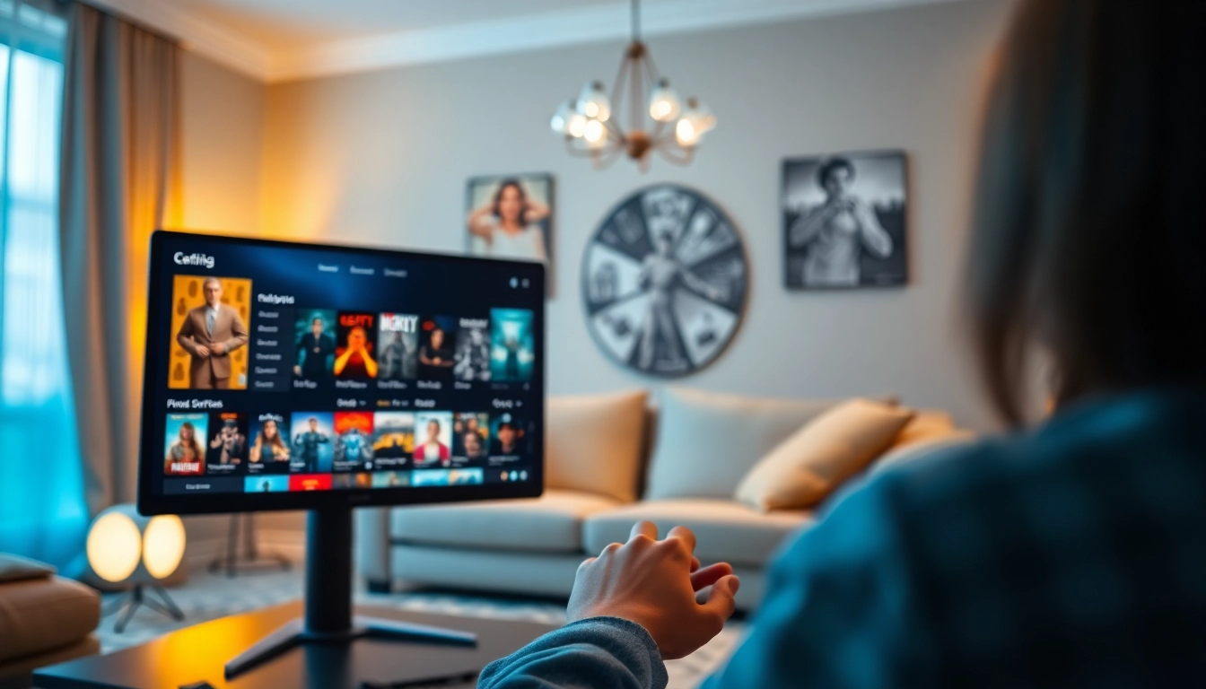 Navigating https://bandarlayarkaca21.com movie streaming platform with highlighted films and cozy atmosphere.