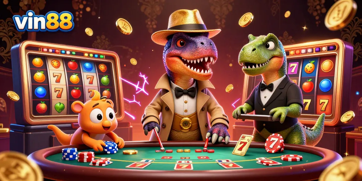 Experience thrilling slots at vin88 with a velociraptor card counter, a stegosaurus pit boss, and vivid jackpot action.