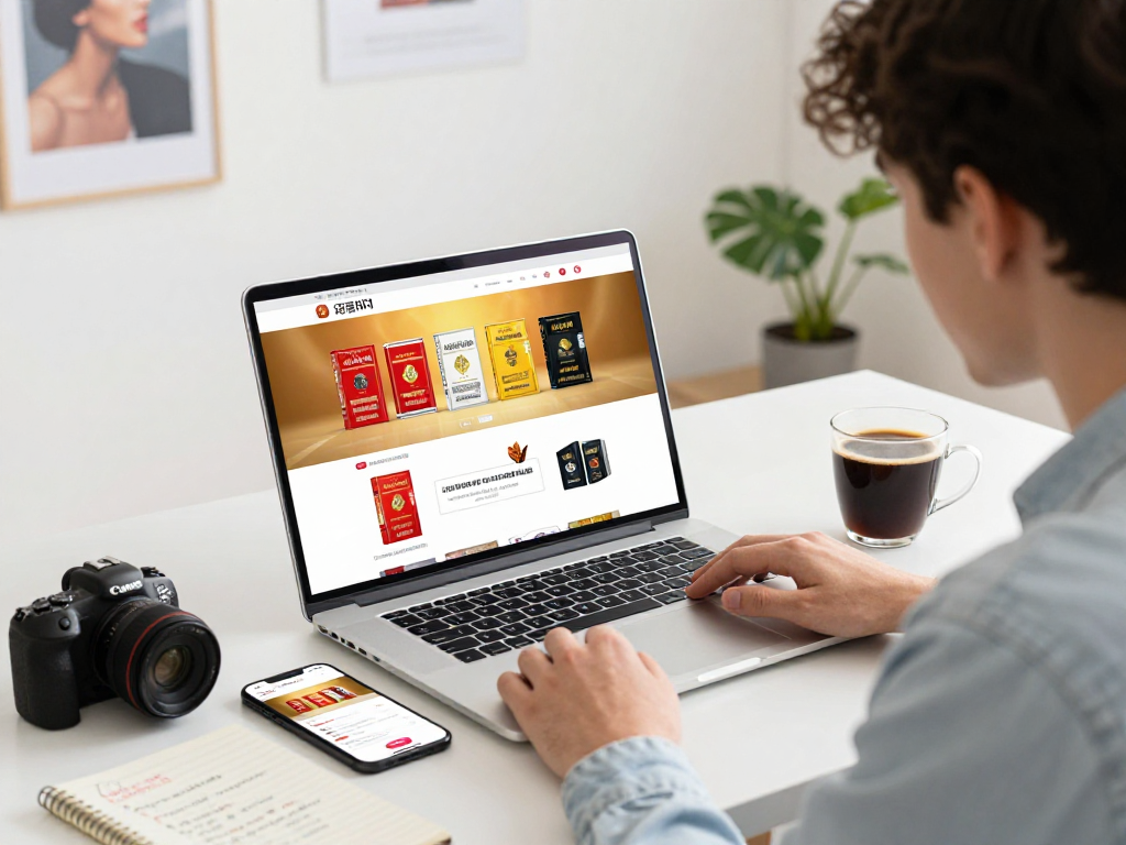 rokok88 online cigarette shopping experience with lifestyle elements and product integration on an inviting e-commerce site