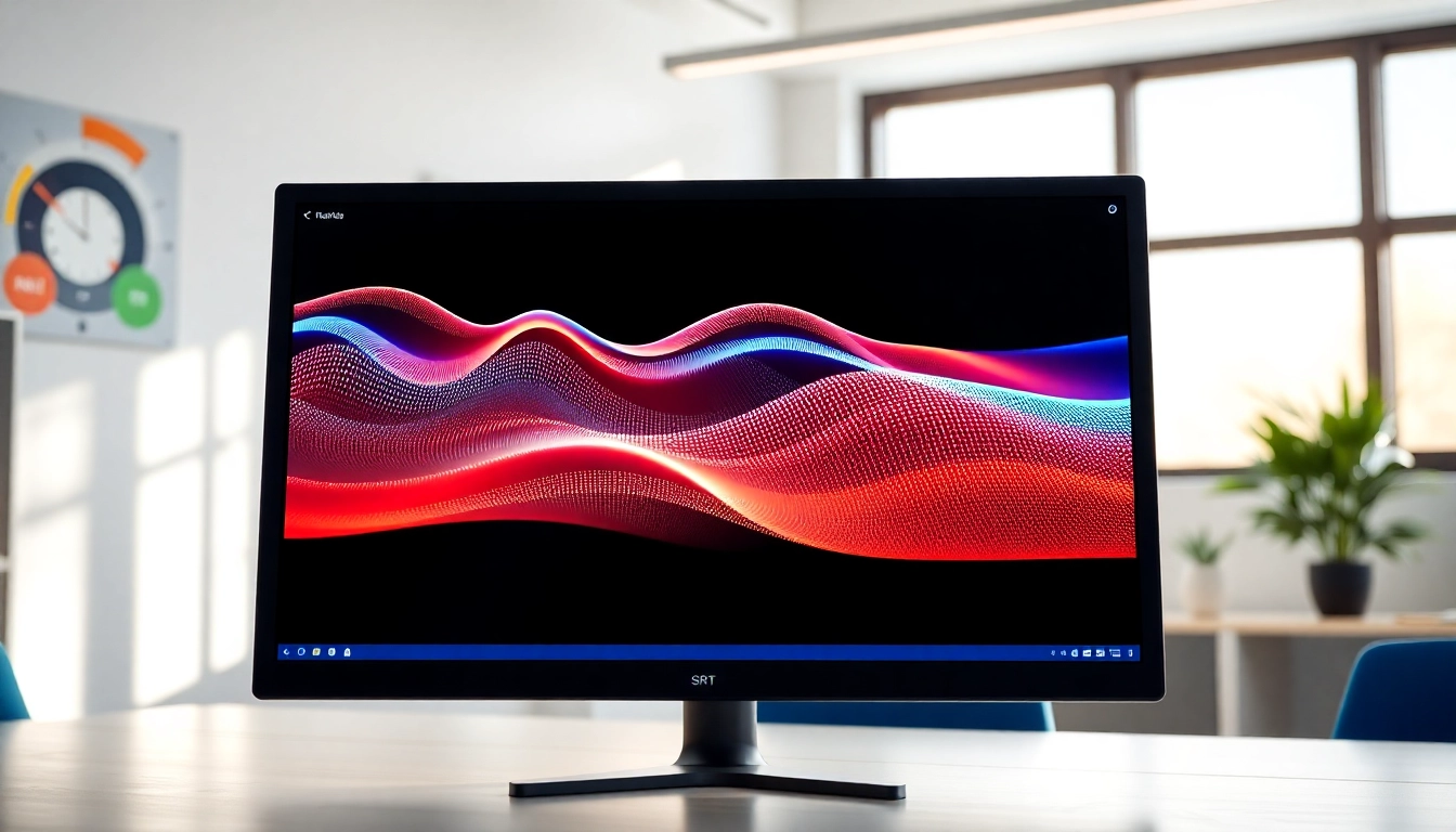Generate subtitles accurately with a modern SRT Generator tool featured on a sleek computer screen.