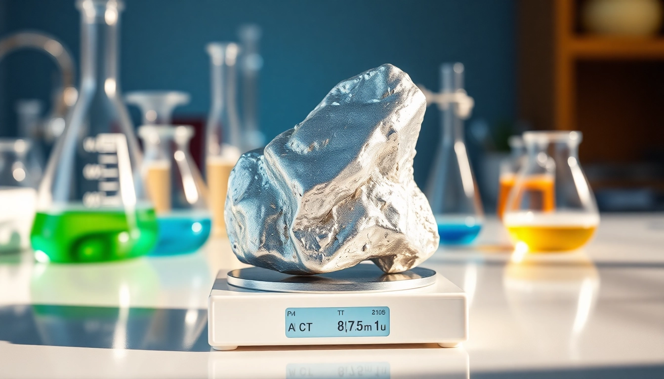 Examine antimony displayed in a lab setup emphasizing its unique metal characteristics.