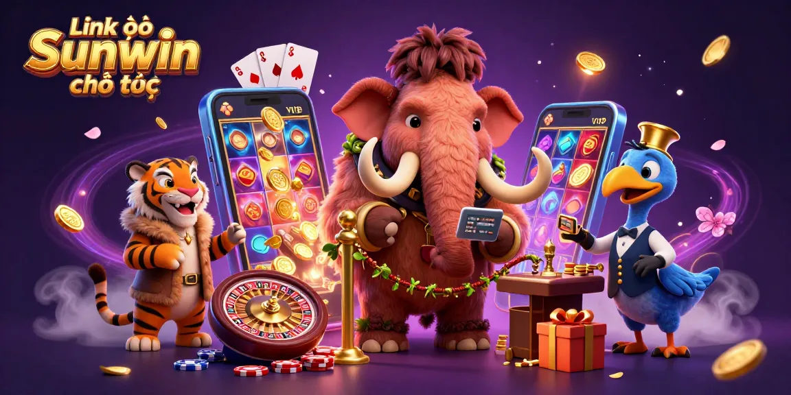 Experience the Link vào Sunwin chính thức with a vibrant casino scene featuring engaging characters and dynamic gaming elements.