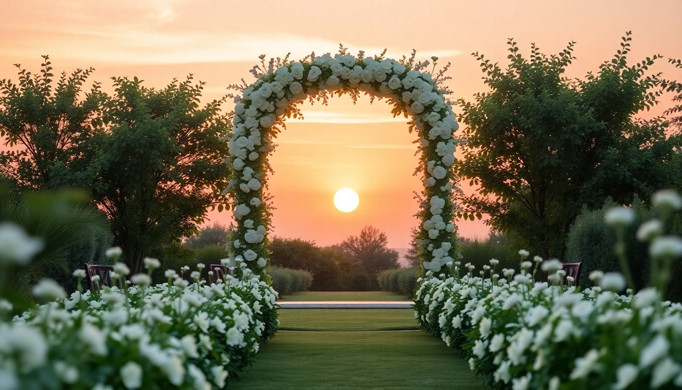Wunderschöne Hochzeitslocation mit romantischem Garten und blühenden Blumen.