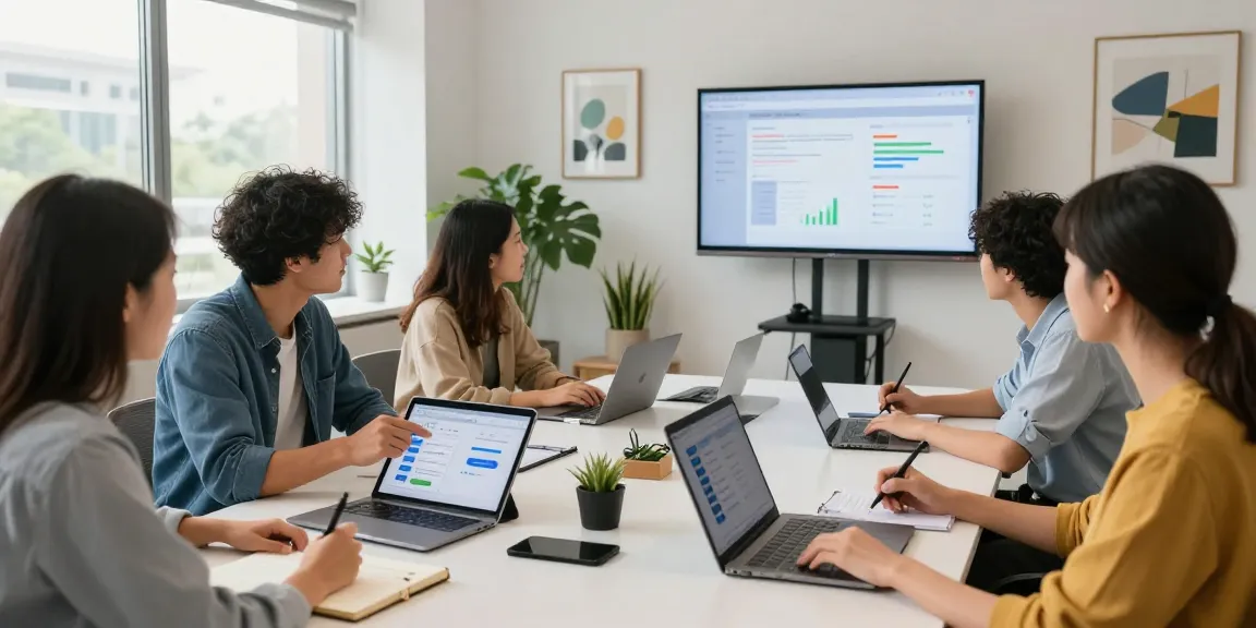 Team collaborating on the 纸飞机中文版官网 interface in a modern co-working space.