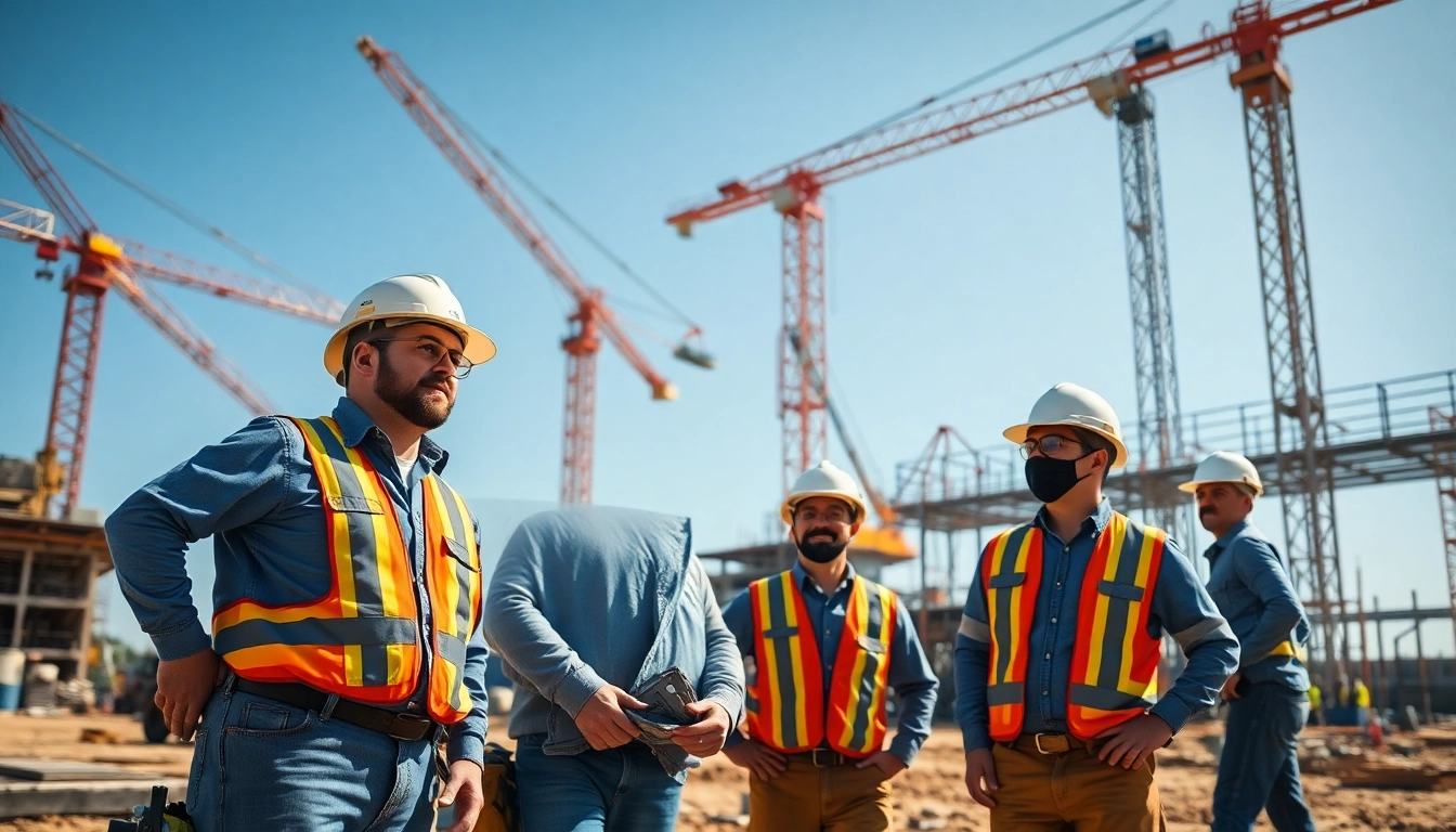 Dynamic scene showing Texas construction news with workers actively engaged in a project on-site.