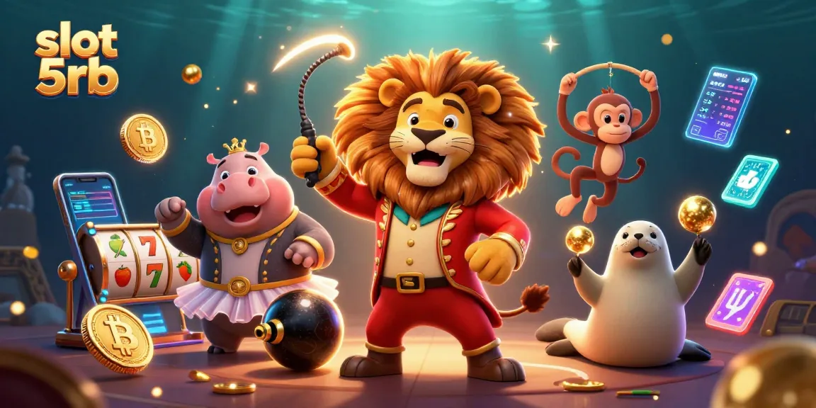 Win big with slot 5rb as a 3D circus scene captivates with vibrant characters and crypto elements.
