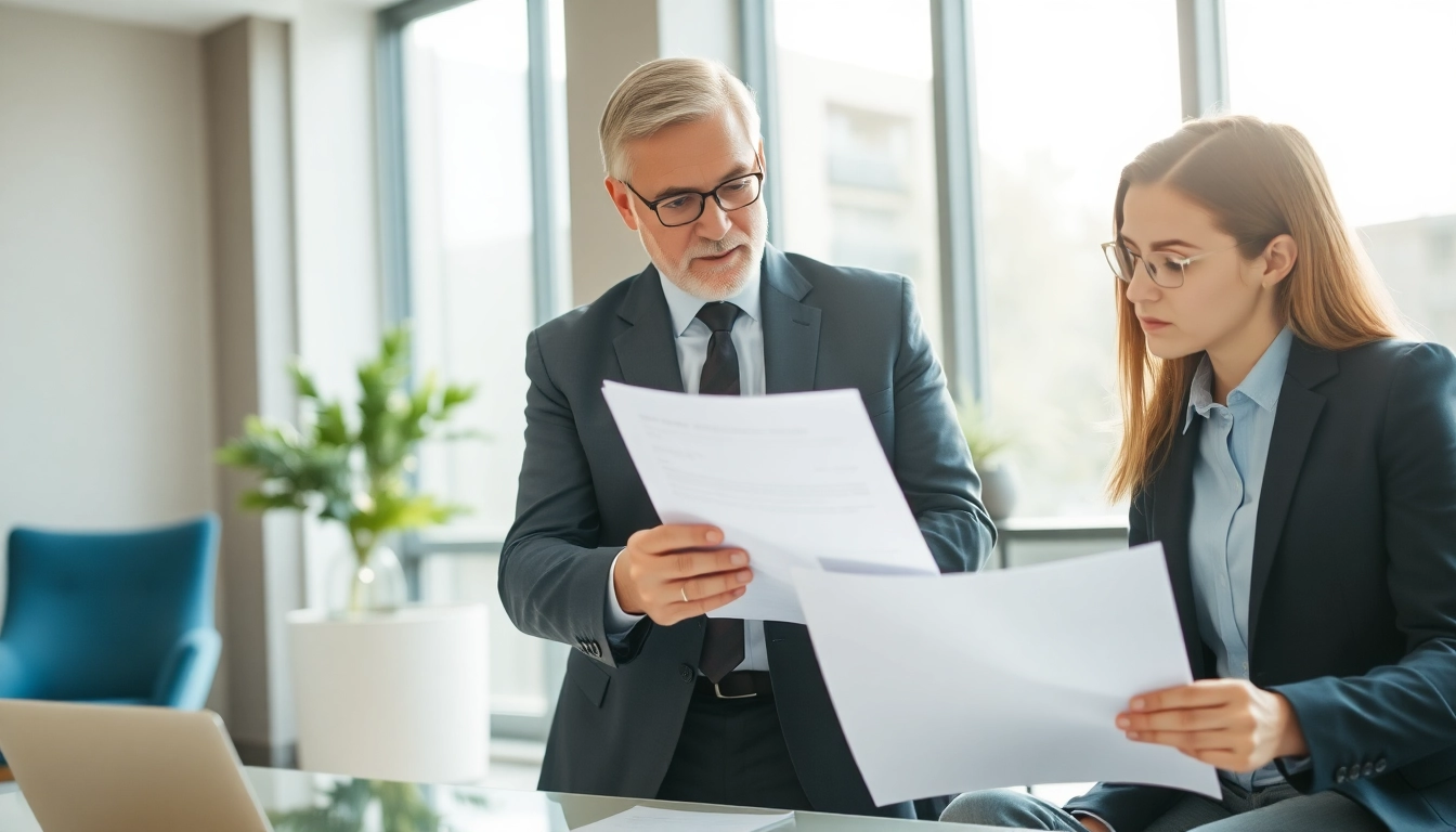 Birmingham Divorce Lawyer assisting a client in a bright, modern office setting.