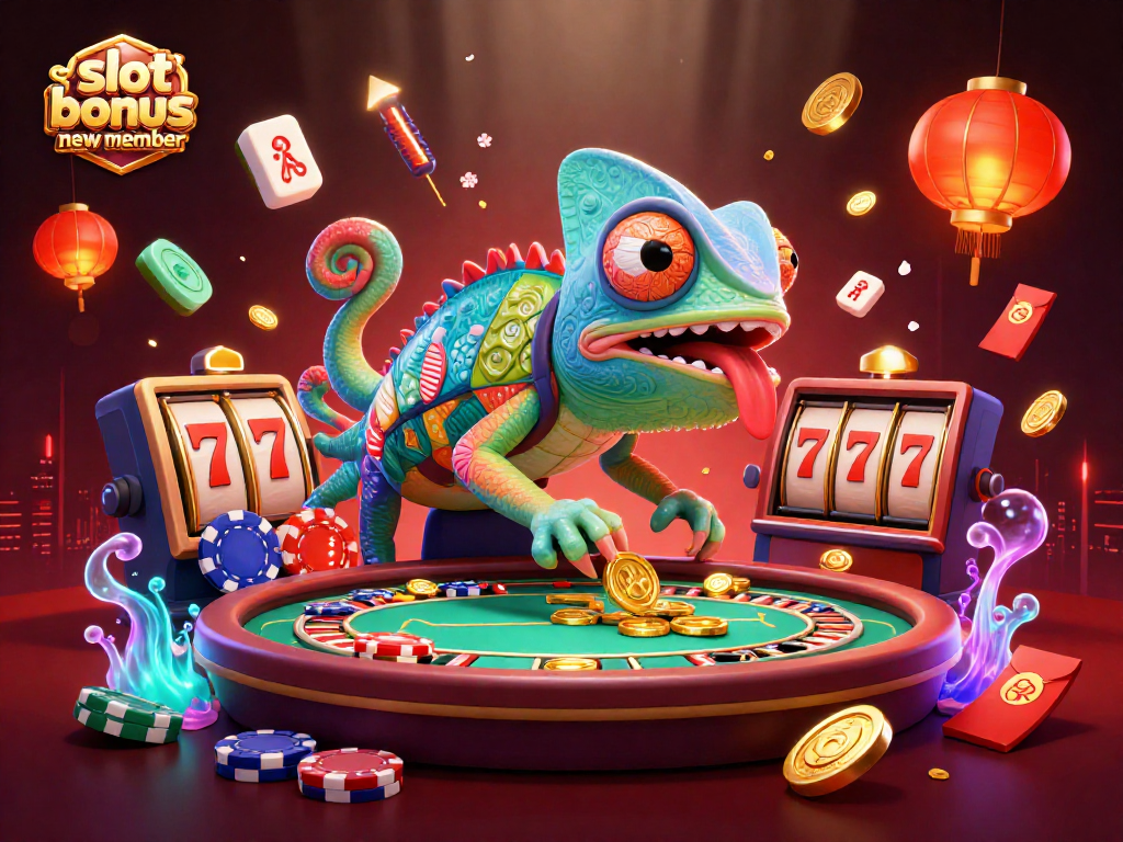 Experience thrilling wins with the slot bonus new member featuring a vibrant casino scene.
