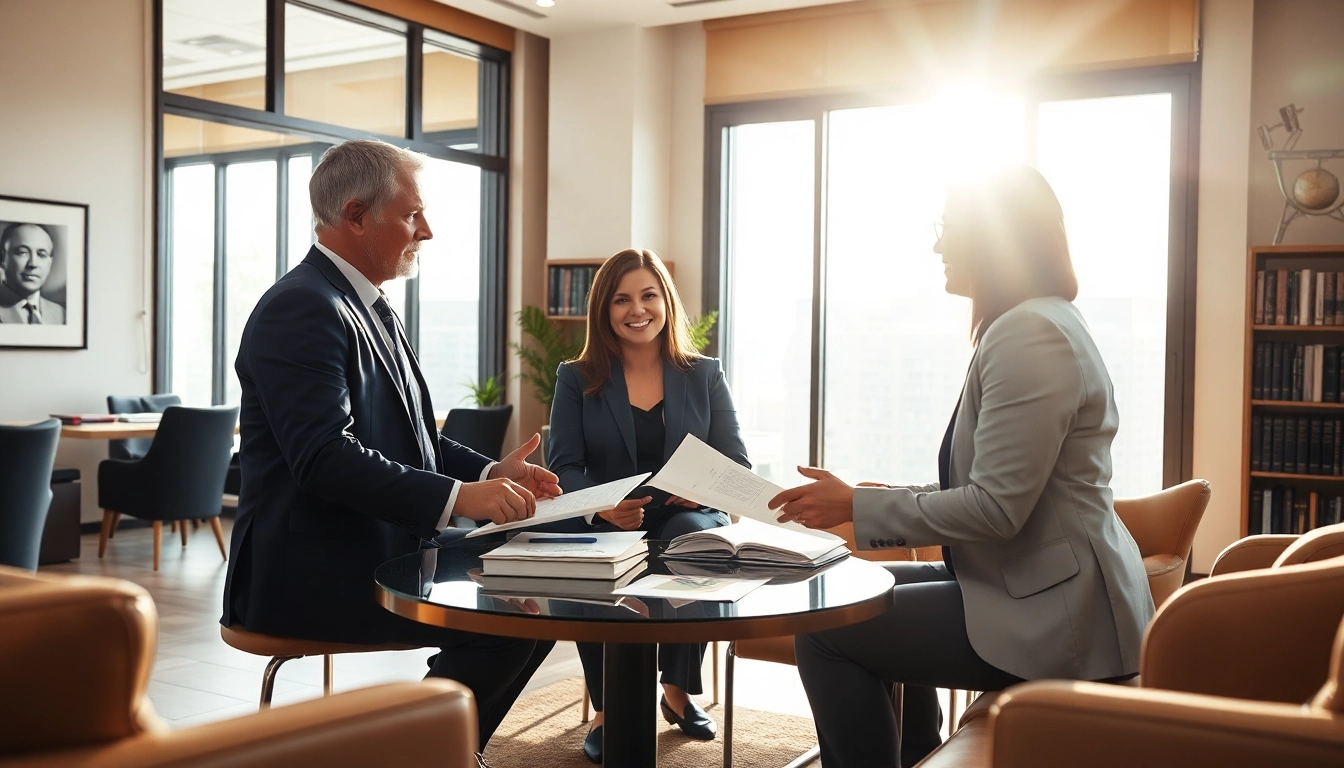 Attorney advising clients on Legal Recoveries in a bright office space.