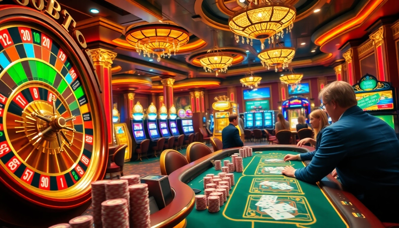 Players engaging in thrilling casino games at the luxurious gambling venue okbay.