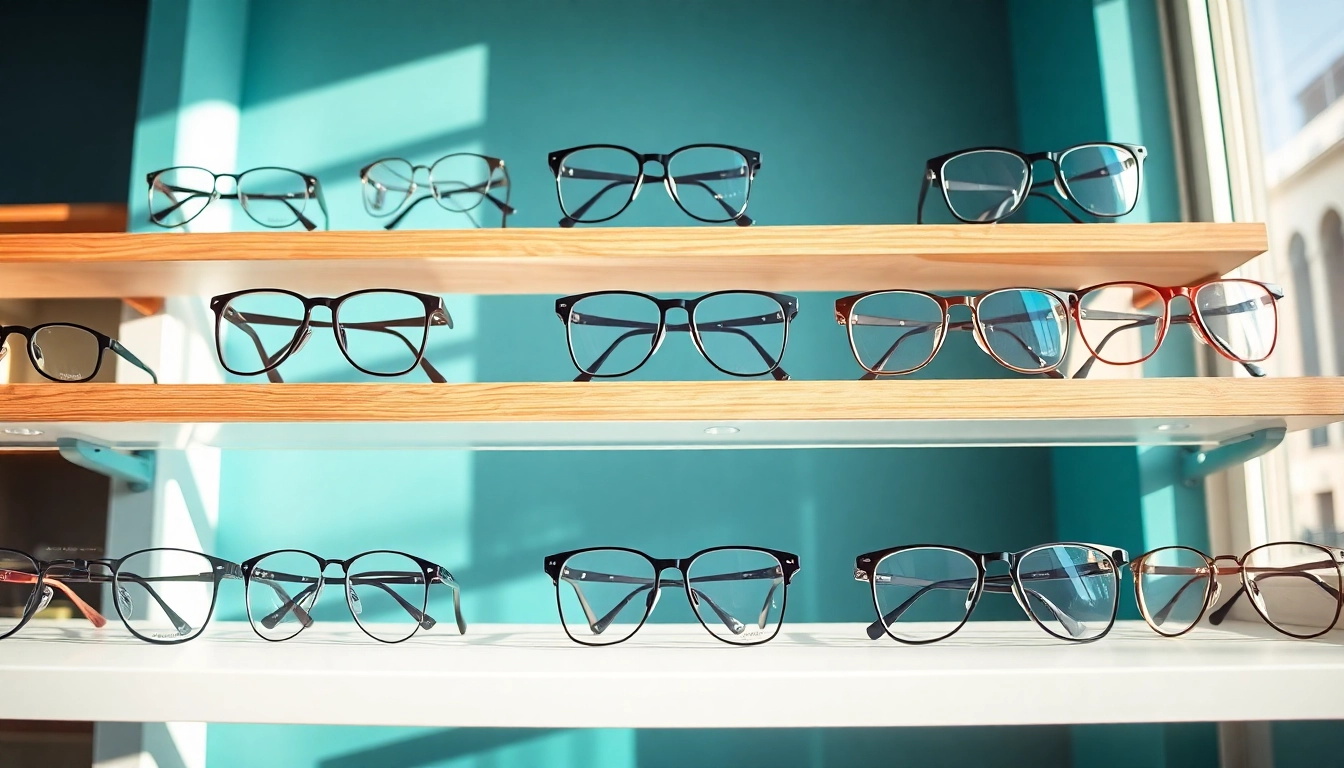 Showcase diverse eyewear collection from specsdr.com in an elegant setting with modern designs.