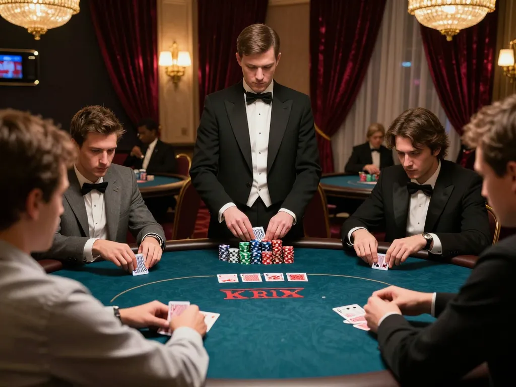Active poker players at a luxurious casino table strategizing bets in the vin88 vin88 blog.