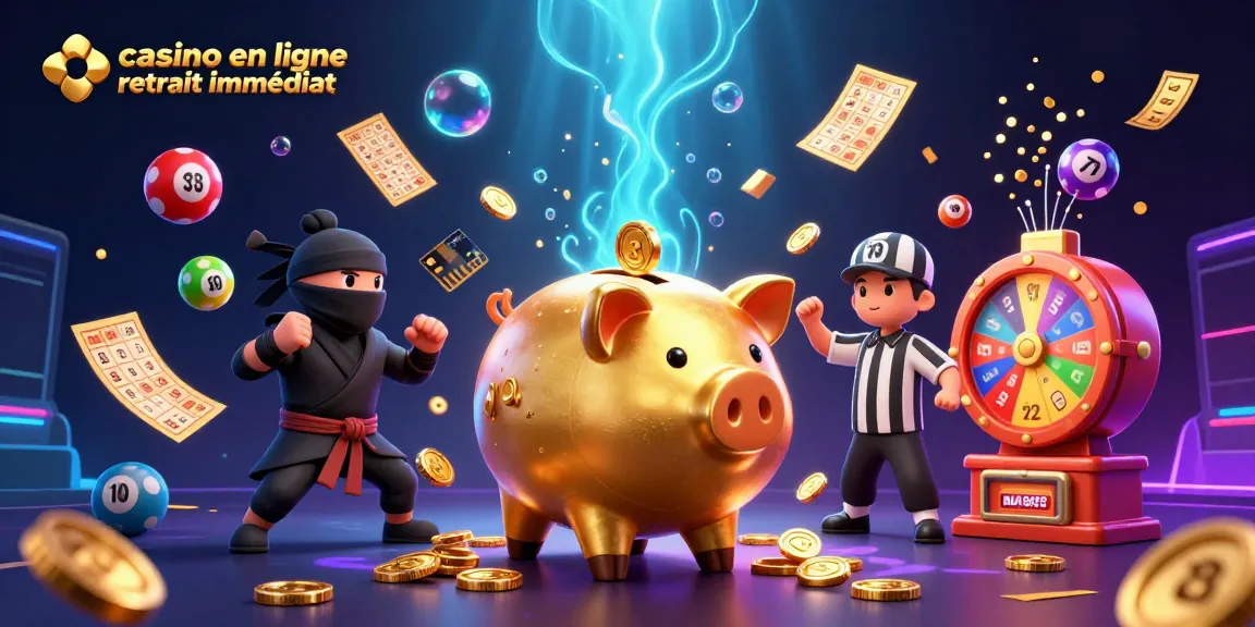 Casino en ligne retrait immédiat : Sumo en or et ninja s'affrontent parmi des balles de loterie.