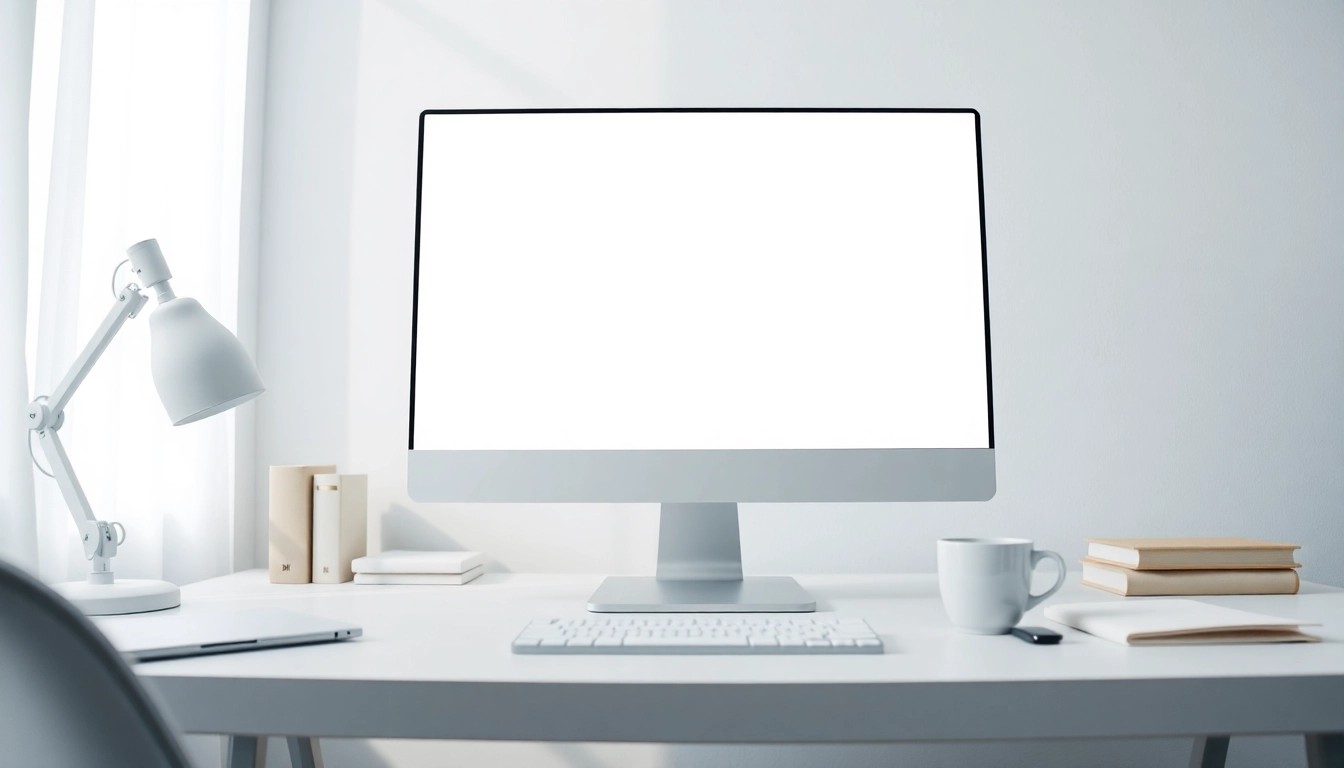 White screen tool enhancing productivity and focus in a modern workspace