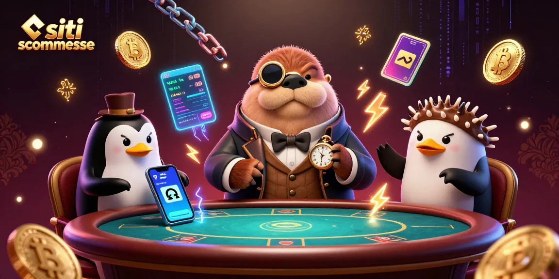 Scommetti sui siti scommesse con un'immagine profondamente dettagliata di un'illustrazione 3D di un'ambientazione di poker subacquea con personaggi animati.