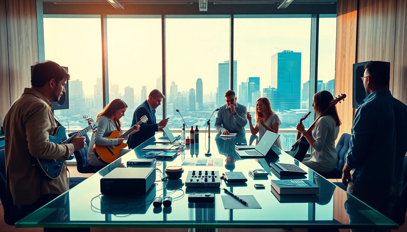 Team working at a music pr firm, creating engaging promotional strategies for artists.
