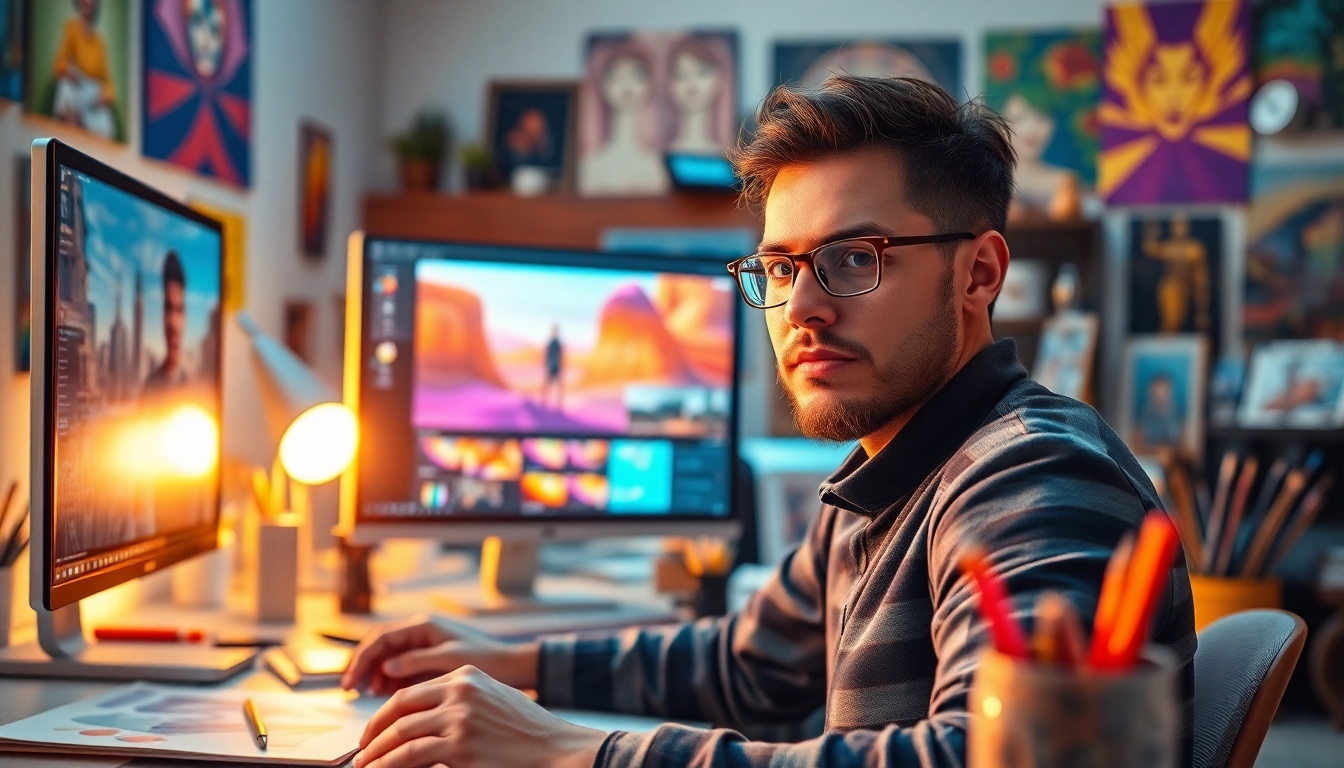 Generate stunning graphics with this advanced image generator setup in a creative workspace.