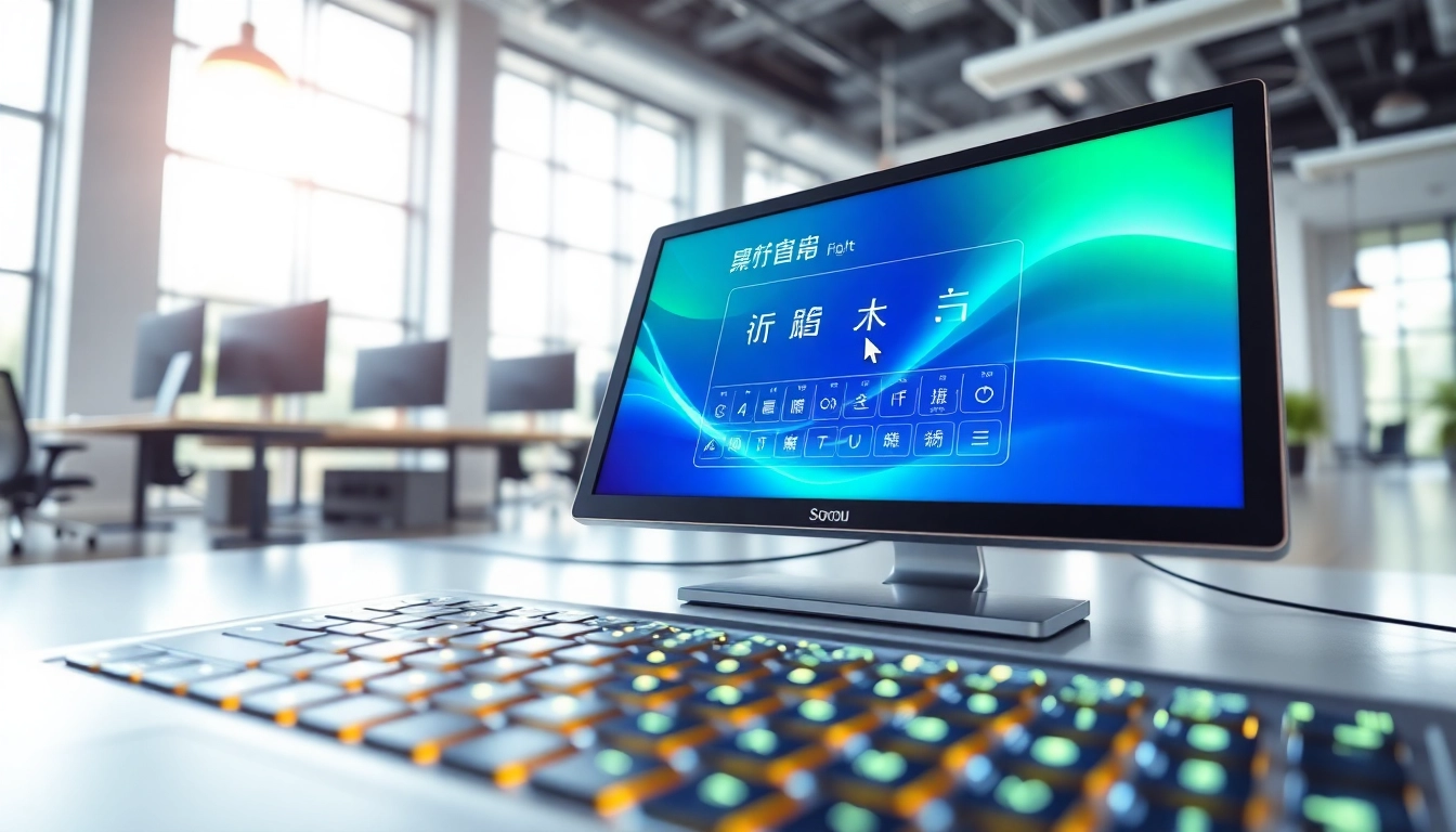 Engage with the advanced features of sogou输入法 displayed on a vibrant computer screen.