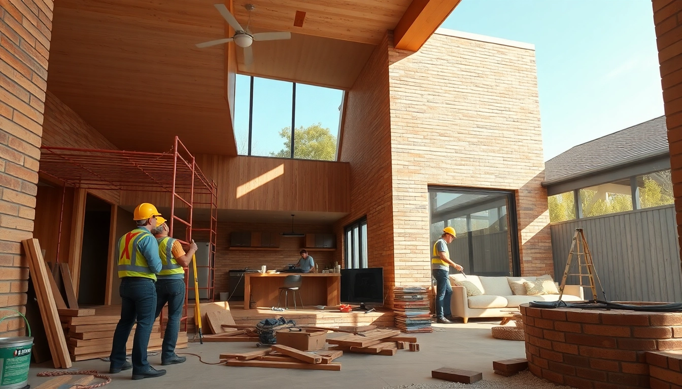 House extension construction showcasing builders working on a modern open-plan living area in Melbourne.