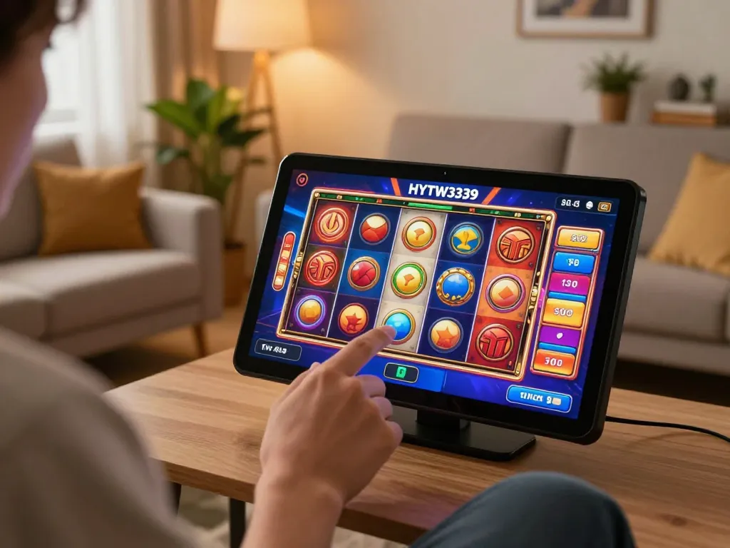 Player enjoying immersive slot experience on HYTW3339 app, highlighting vibrant gaming atmosphere.
