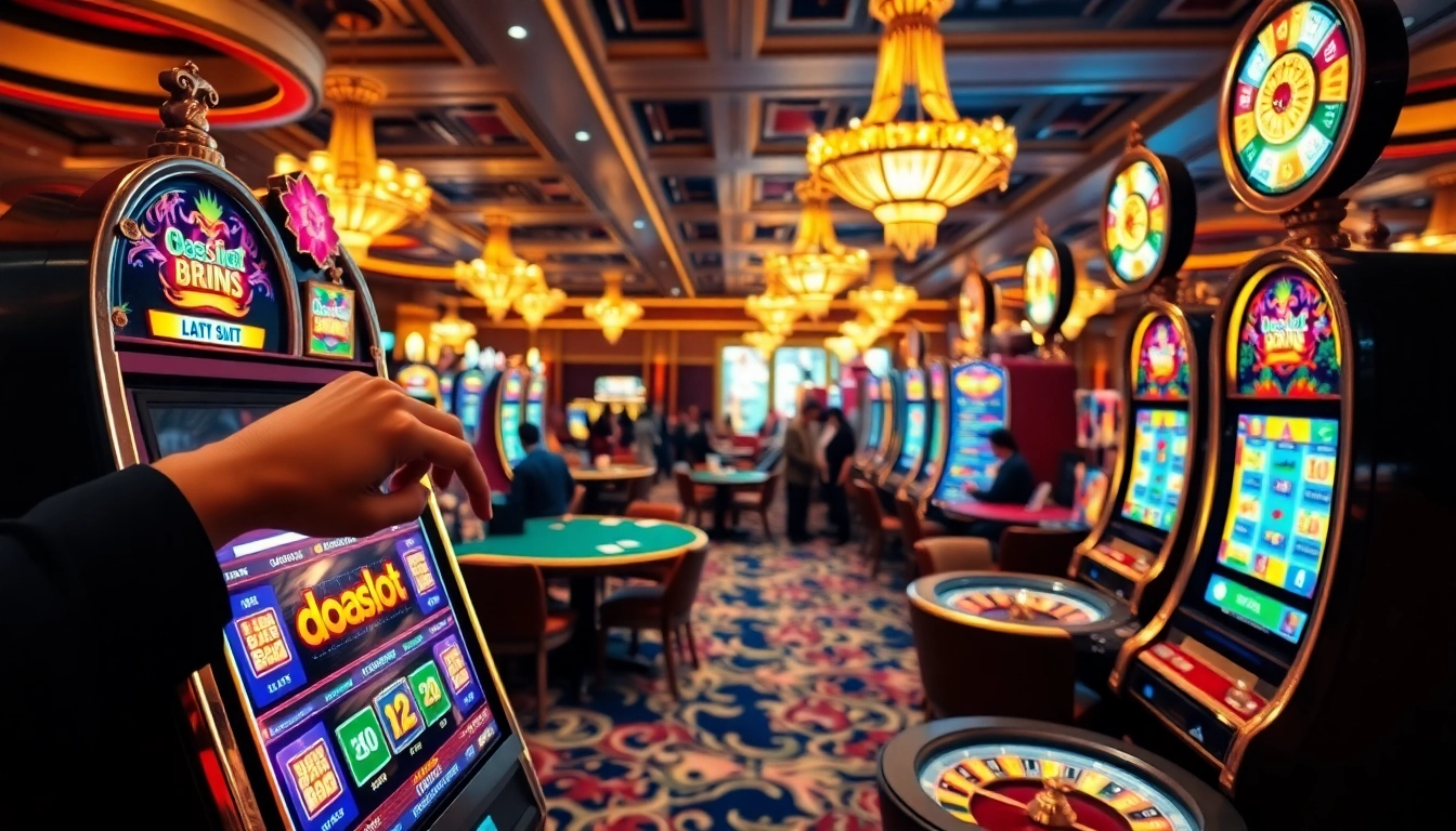 Experience the thrill of doaslot at a luxurious casino with vibrant slot machines.
