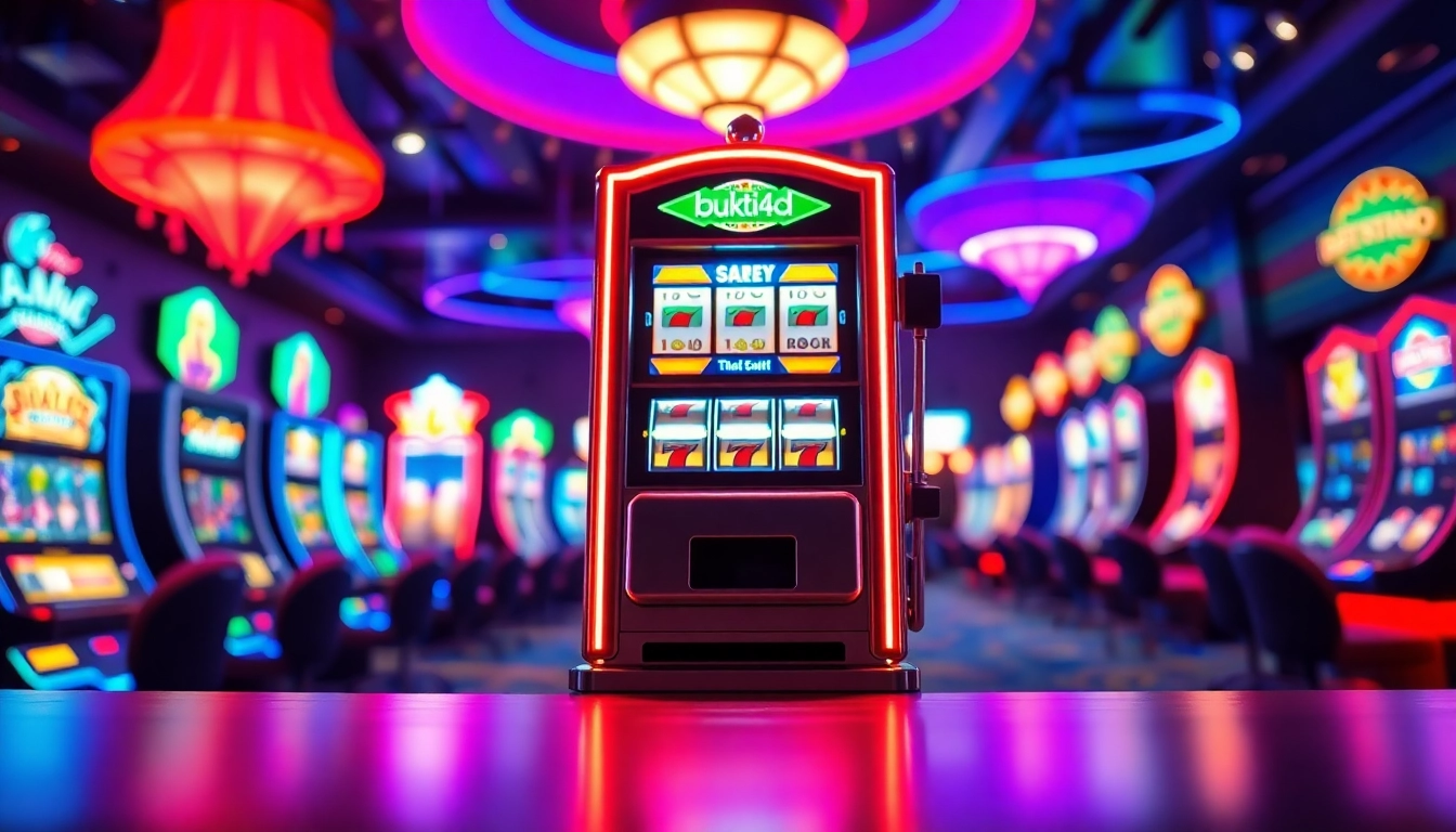 Menggandeng bukti4d slot dalam suasana kasino yang meriah dan penuh warna.