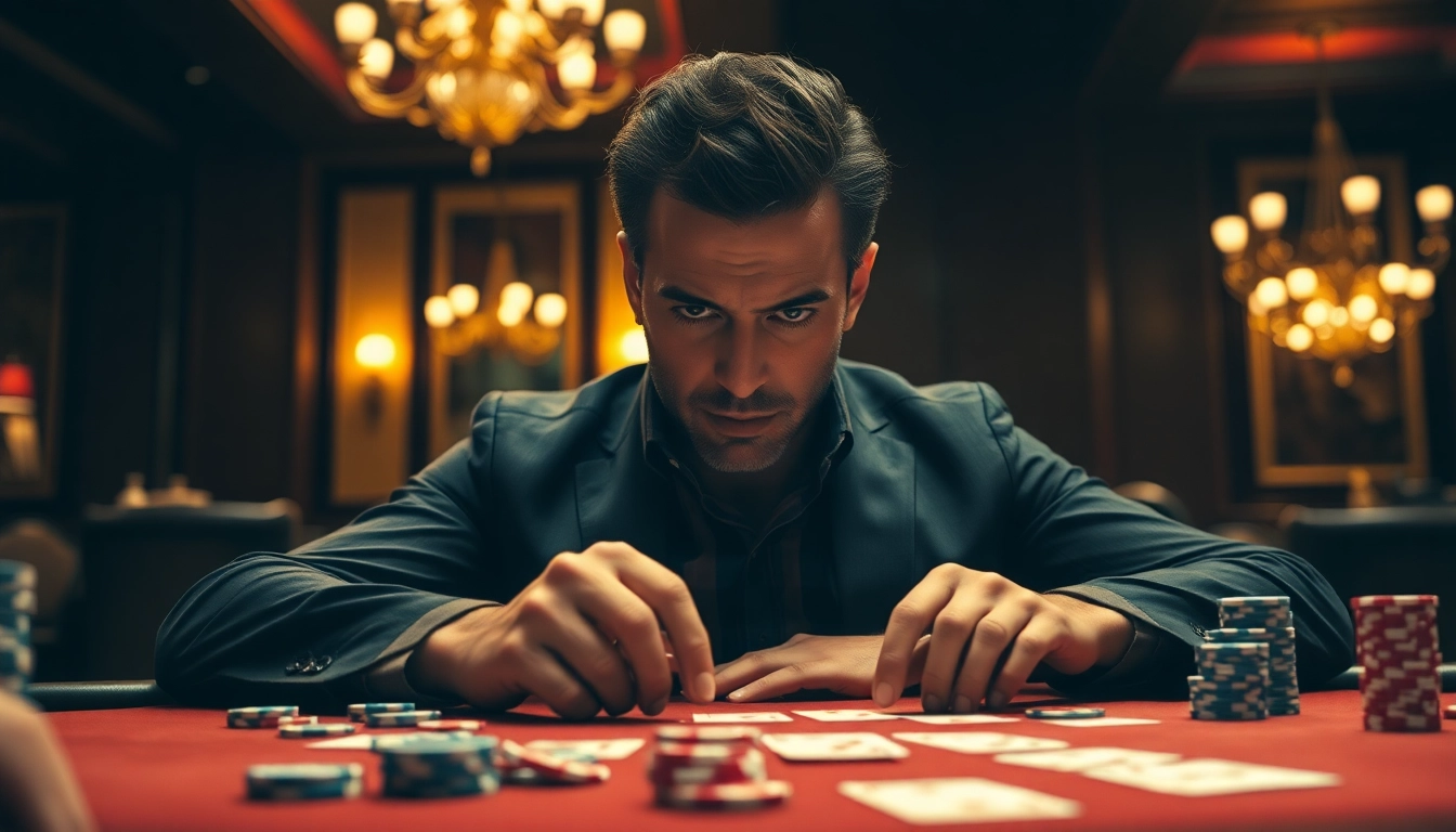komengtoto pemain judi yang strategis di meja poker dengan kartu dan chip