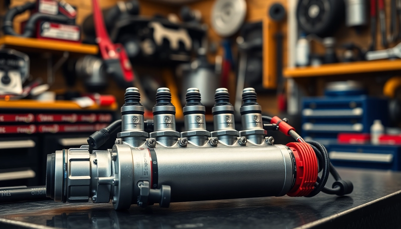 Showcase of G80 M3 Port Injection Kit on a workbench with automotive tools.