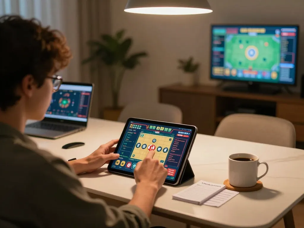 Lô đề online gaming session on a tablet, showcasing strategic moments and a cozy environment.