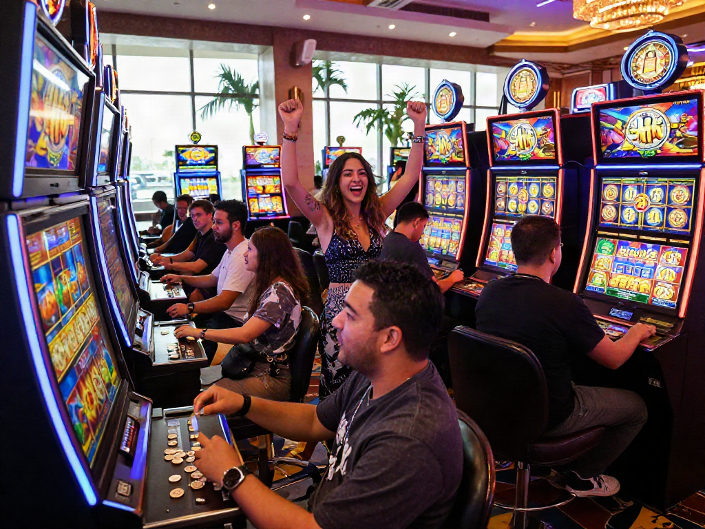 Experience the thrill of slot luar negeri gaming with vibrant casino players and exciting scenes.